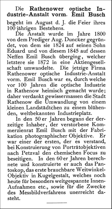 Emil Busch AG 100 Jahre