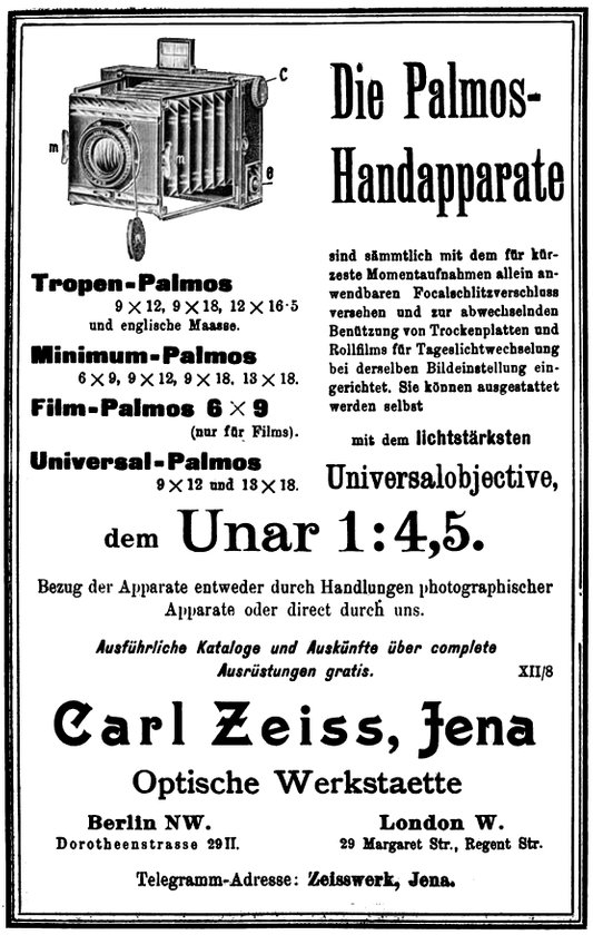Unar und Palmos-Kameras 1902