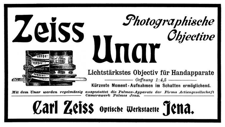 Zeiss Unar Reklame 1901