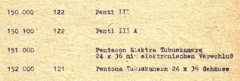 Penti III Sachnummernverzeichnis