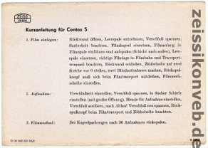 Kurzanleitung für Contax S / zeissikonveb.de