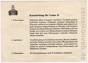 Kurzanleitung Contax D / zeissikonveb.de