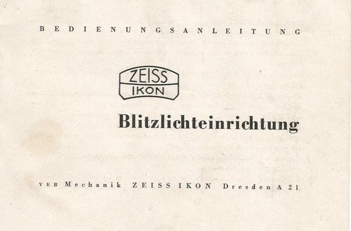 Blitzlichteinrichtung Bedienungsanleitung 1952, zeissikonveb.de
